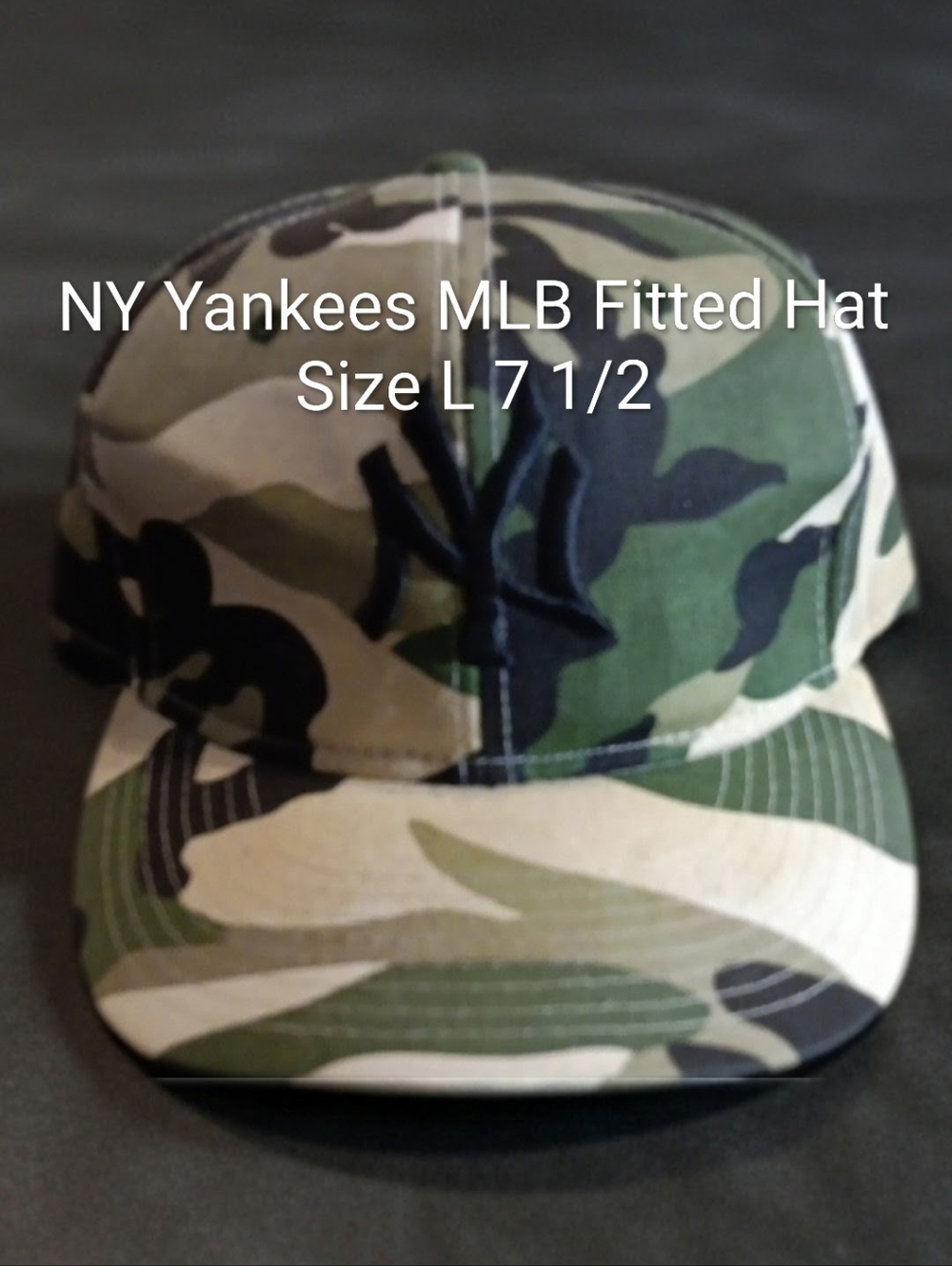 NY Yankees Camouflage MLB Fitted Baseball Hat Size L 7 1/2